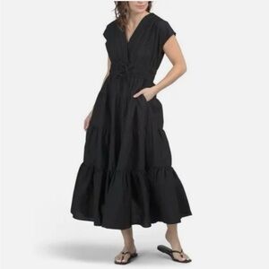 Nicole Miller Smocked Waist Midi Dress